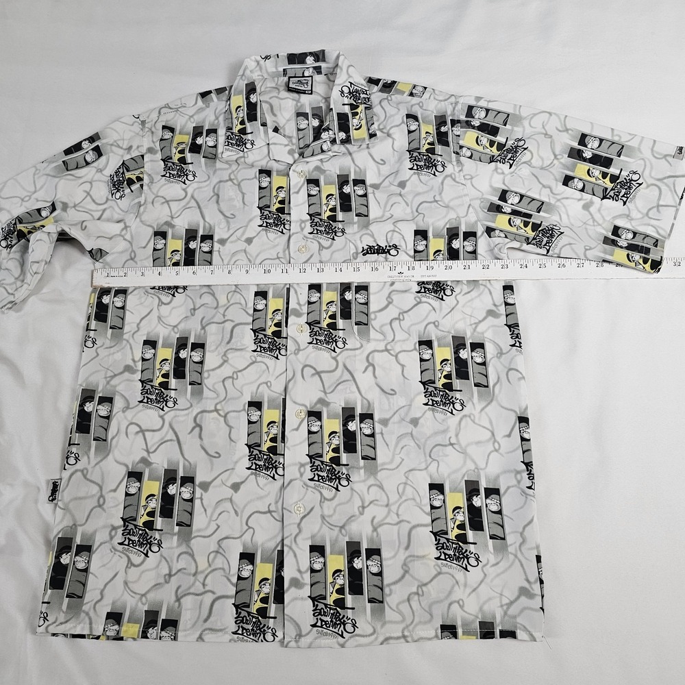 Vtg Southpole Shirt White Button Up Hip‎ Hop Graffiti Mens M